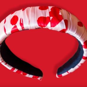 Red and pink silk padded  luxury headband - Hand Made